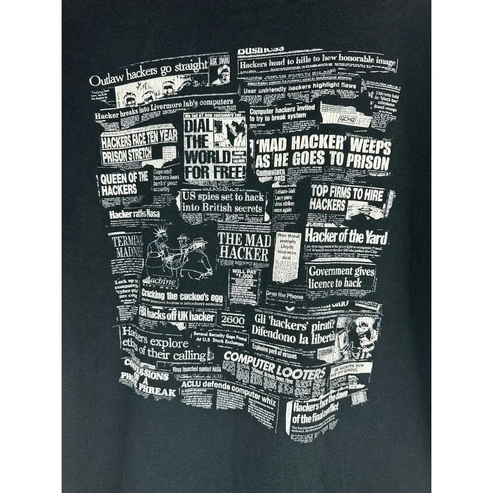 Vtg 90's 2600 The Hacker Quarterly Coding T Shirt Single Stitch Double Sided XL - Picture 5 of 9